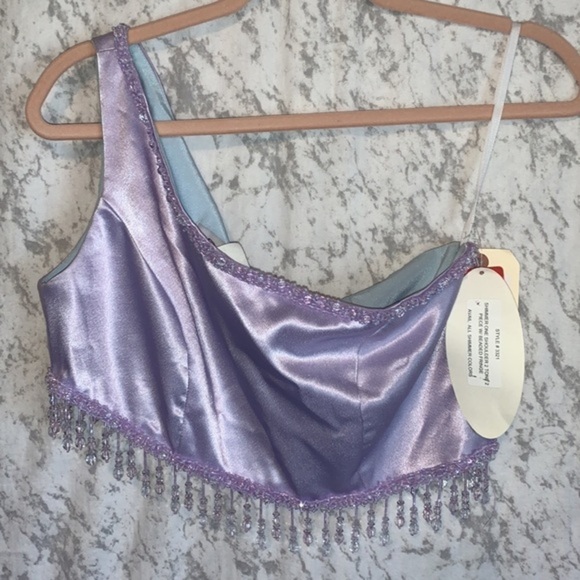 Panoply 2 Piece Maxi Gown 1 Shoulder Crop Top and Maxi Skirt Lavender Size 8 - Picture 13 of 15